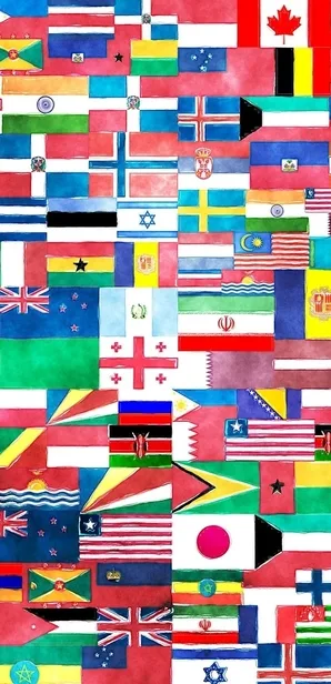 Flat image of world flags