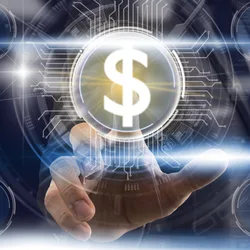 Image: Getty Images Businessman hand touching dollar sign icon