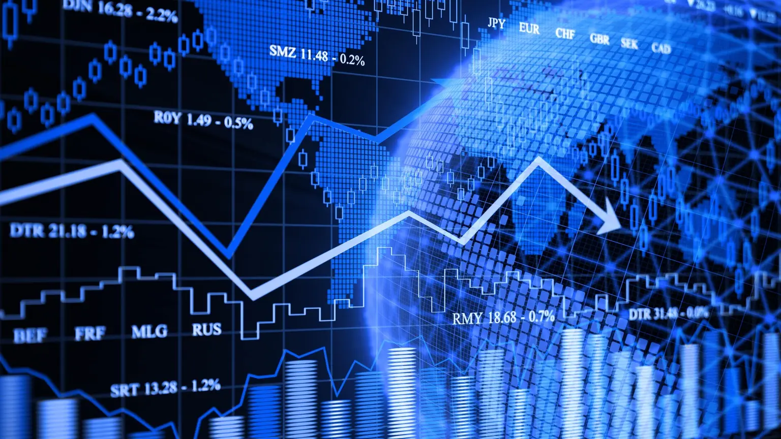 Image: Getty Images Abstract graphic representing interest rate changes and forex trading