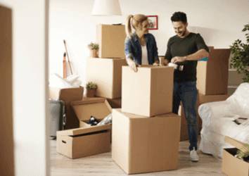 Young couple moving to a new house
