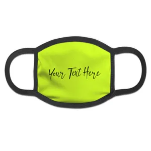 Image: Supplied Lime green customizable face mask by Qstomize