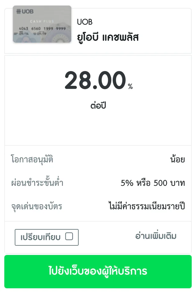 สมัครบัตรกดเงินสดเงินเดือน10000 UOB Cash Plus