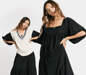 ASOS DESIGN CIRCULAR tiered maxi smock dress in black