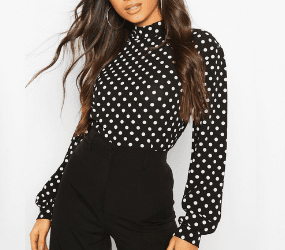 Polka Dot High Neck Blouse