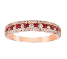 9ct Rose Gold Ruby and 0.37cttw Diamond Dress Ring