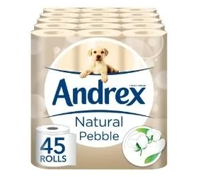 Andrex Natural Pebble Toilet Tissue - 45 Rolls