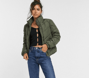JDY padded jacket in green