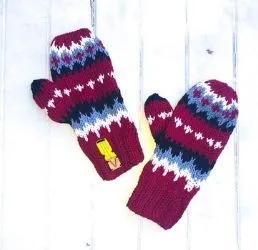 Vegan plant based cotton handmade fair isle Bernie Sanders mittens