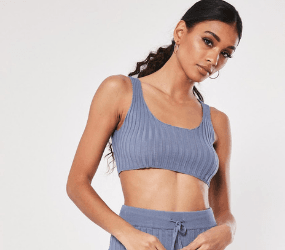 Blue Co Ord Extreme Rib Crop Top