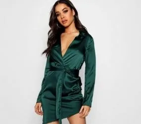 Satin Wrap Detail Dress