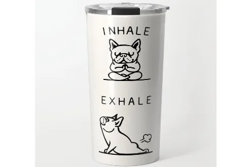 Inhale Exhale Frenchie Travel Mug