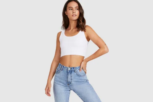 Scoop Neck Cropped Tank Top White<br>(RRP: $24.95)