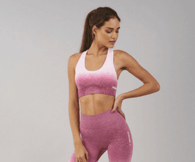Ombre Seamless Sports Bra in Chalk Pink/Beet