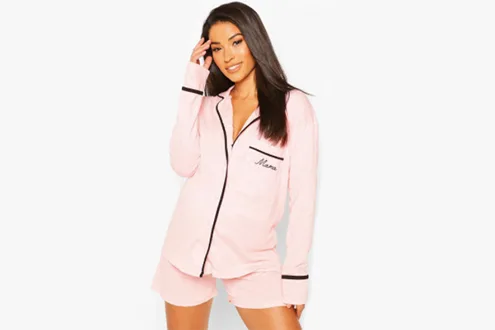 Maternity Piping Embroided Mama PJ Set