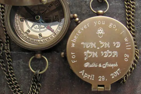 Engraved Compass: Ruth 1:16, Wherever You Go I Will Go