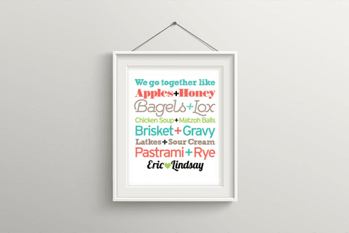 Jewish Personalized Framed Wedding Gift