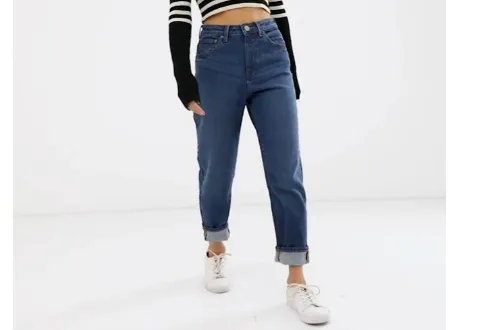Petite Recycled Farleigh High Waisted Slim Mom Jeans in Dark Wash