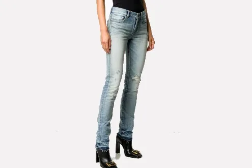 Saint Laurent ripped-detail slim-fit jeans