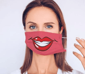 Printed Face Mask - Glam Lips