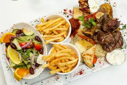 Mediterranean Meat Platter Dinner at Galaxy Seafood & Mediterranean Restaurant