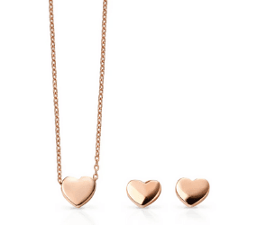 9ct Rose Gold Heart Jewellery Set