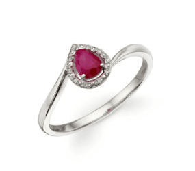 9ct White Gold Ruby & Diamond Ring