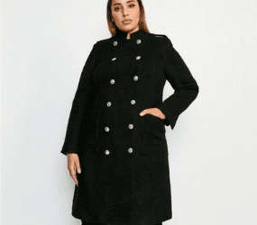 Curve Boucle Double Breasted Coat