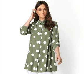 Khaki Polka Dot Tunic Blouse