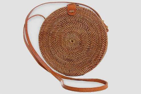 Luna Round Woven Rattan Bag