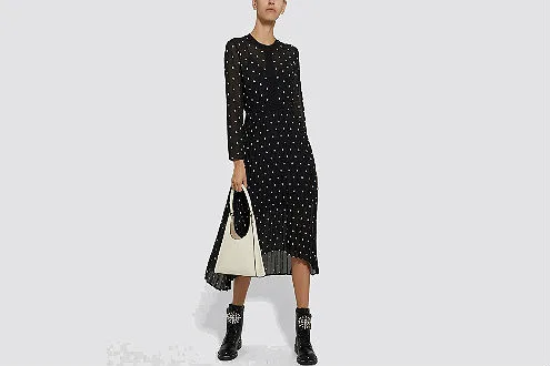 Maje Embroidered Asymmetric Midi Dress