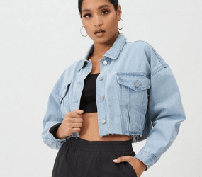 Missguided Cropped Raw Hem Denim Jacket