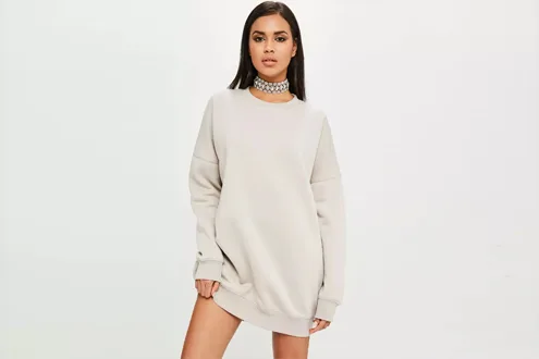 Nude Oversized Sweat Dress