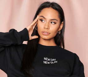 New Day New Slay Slogan Oversized Sweatshirt