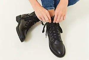 Black Lace Up Chunky Boots