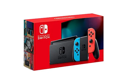 Nintendo Switch with Neon Blue and Neon Red Joy‑Con