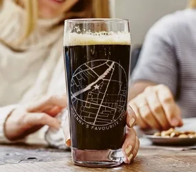 Any Map Etched Beer Glass