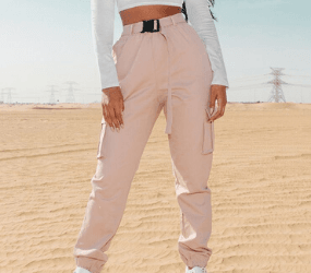 Nude Utility Buckle Belt Joggers