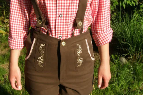 Oktoberfest embroidered Ladies cotton brown Lederhosen