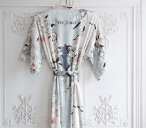 Personalised Bridal Floral Print Kimono Dressing Gown
