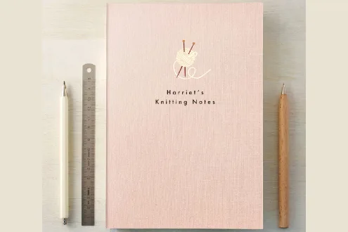 Personalised Knitting A5 Cloth Bound Notebook