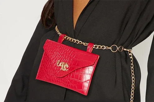 Red dragon chain belted bum bag