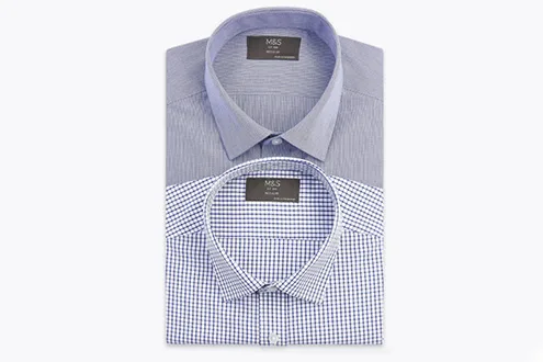 2 Pack Regular Fit Check Long Sleeve Shirts