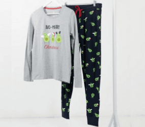 Threadbare christmas pyjama set in avo-merry christmas print