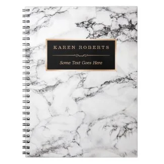 Customizable White Marble Notebook