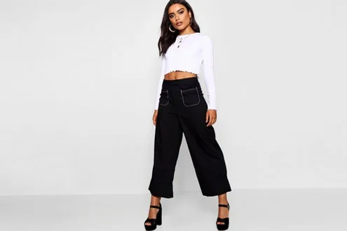 Cargo Pocket Woven Contrast Stitch Culottes