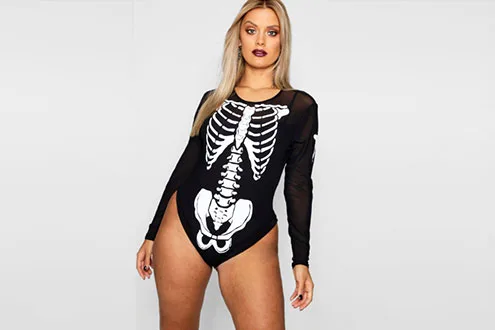 Halloween Skeleton Mesh Bodysuit