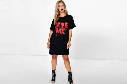 Plus Lexi Halloween Slogan T-Shirt Dress