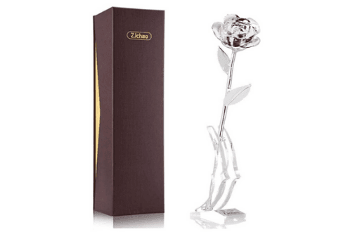 Silver plated rose gifts for her valentine's day