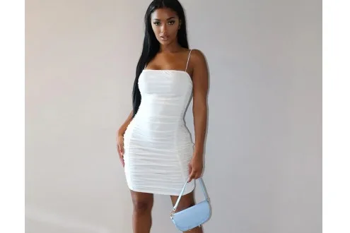 Cream Second Skin Slinky Spaghetti Strap Bodycon Dress from  PrettyLittleThing on 21 Buttons