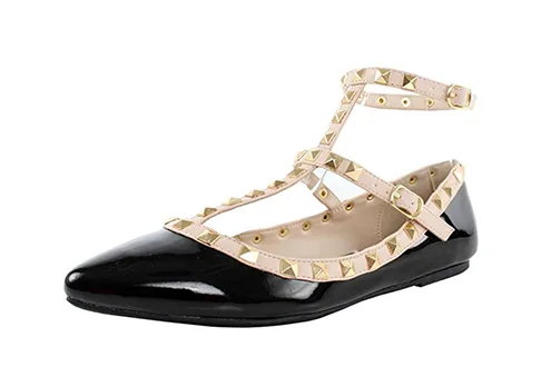 Women's Studded Accent Pointed Toe Ballet Flats